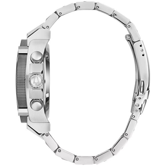 Bulova Men's Chronograph Calendar Precisionist Quartz Silver Watch 46 MM 98B405 - Picture 3 of 12